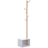 easycomfort easycomfort appendiabiti con panchina cubo per scarpe per ingresso e camera da letto 6 ganci bambu legno mdf bianco 40x30x180cm ean 8054111841023