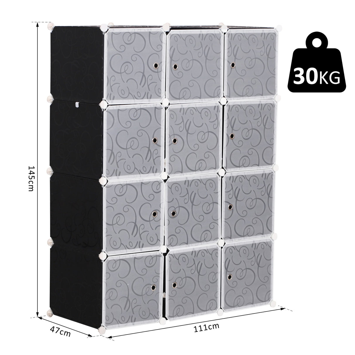 easycomfort easycomfort armadio guardaroba modulare cubi salvaspazio da casa bianco e nero in pp 111 x 47 x 145 cm ean 8054111849463