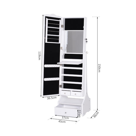 easycomfort easycomfort armadio portagioie specchiera con luci a led bianco 45x36x150cm