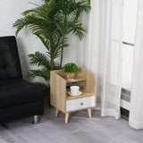 easycomfort easycomfort comodino salvaspazio mobiletto con cassetto e mensola in legno 37x30x48cm roverebianco