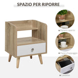 easycomfort easycomfort comodino salvaspazio mobiletto con cassetto e mensola in legno 37x30x48cm roverebianco