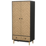 easycomfort easycomfort armadio 2 ante in legno con 4 vani 2 cassetti e appendiabiti grigio scuro 90x50x190cm
