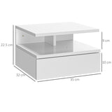 easycomfort easycomfort set da 2 comodini moderni sospesi con cassetto e mensola in legno 35x32x22 5cm bianco lucido