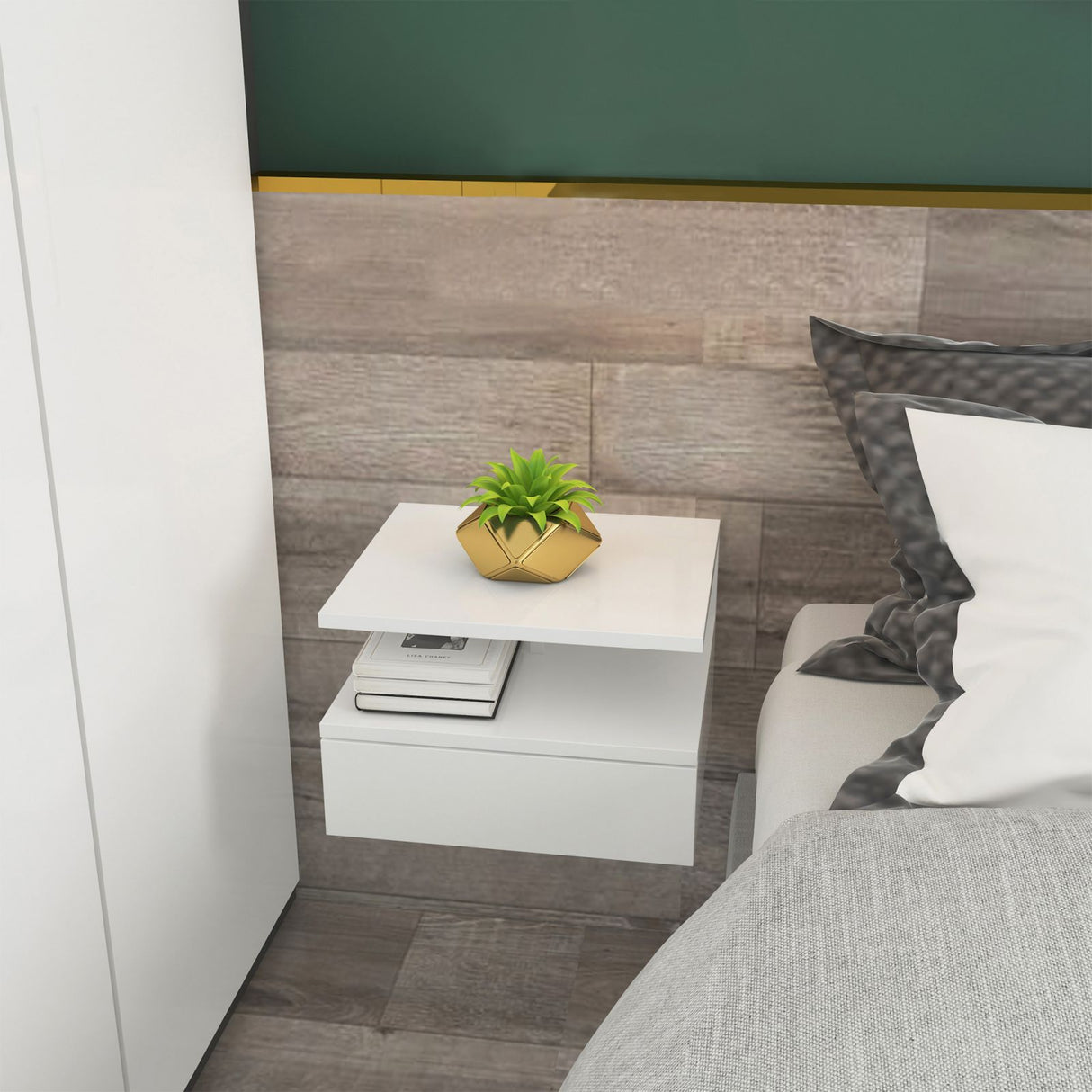 easycomfort easycomfort set da 2 comodini sospesi per camera da letto con cassetto e mensola superiore in legno 35x32x22 5cm