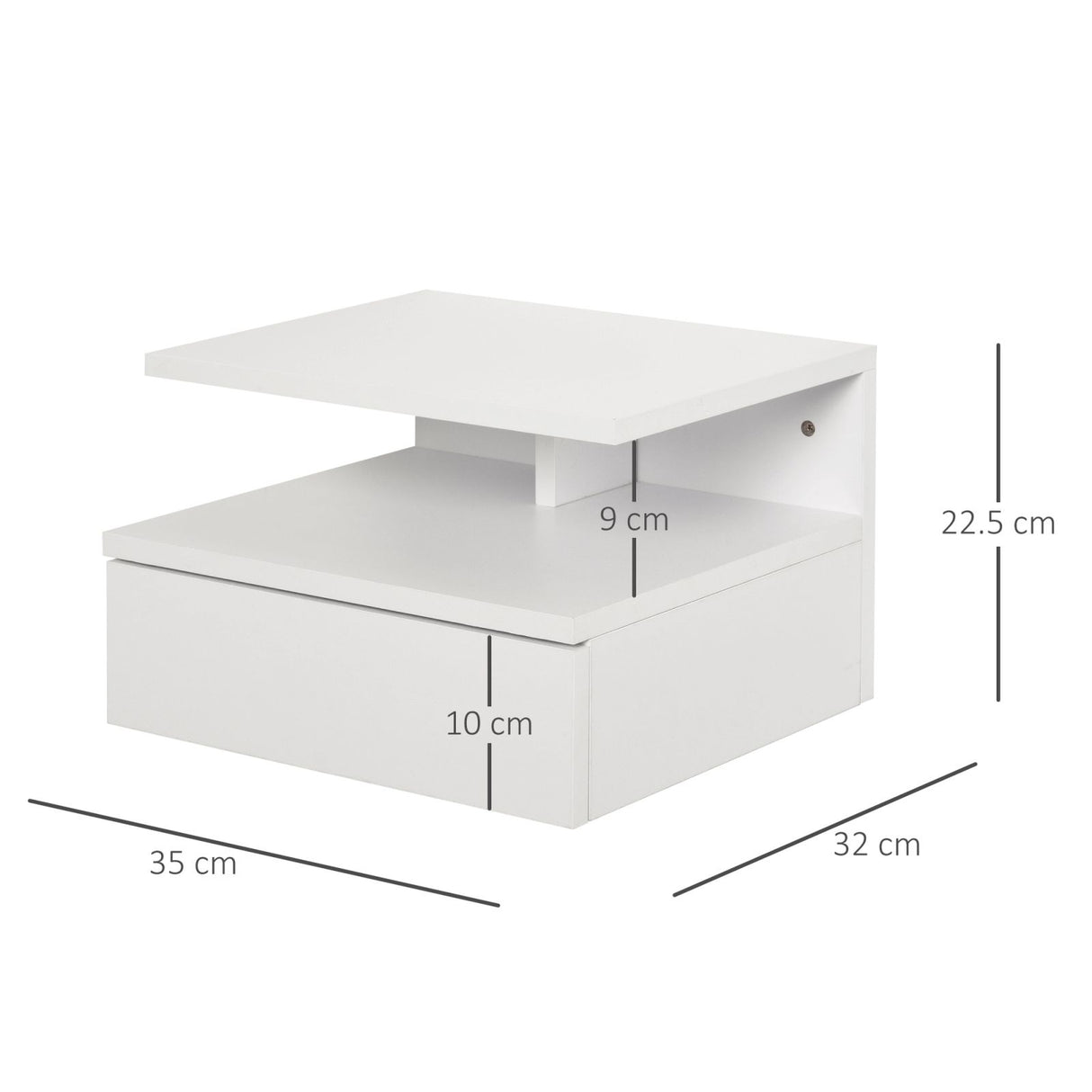 easycomfort easycomfort set da 2 comodini sospesi per camera da letto con cassetto e mensola superiore in legno 35x32x22 5cm