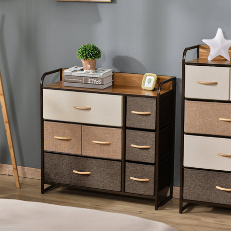 easycomfort easycomfort cassettiera 7 cassetti pieghevoli in tessuto e ripiano in mdf arredamento soggiorno e camera 80x29x78 5cm multicolore