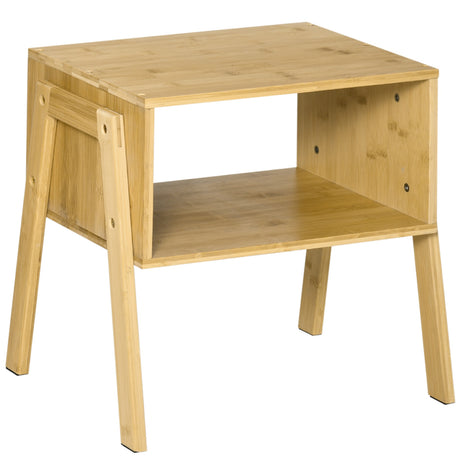 easycomfort easycomfort comodino multiuso tavolino da divano in bambu design aperto 43x32 5x42cm