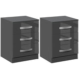easycomfort easycomfort set 2 comodini moderni con 3 cassetti per camera da letto e soggiorno in truciolato 40x36x56 cm grigio