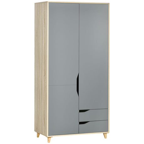 easycomfort easycomfort guardaroba a 2 ante in truciolato e mdf con 3 ripiani e 2 cassetti 88 9x50 1x184 5 cm