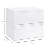 easycomfort easycomfort comodino set 2 pezzi con cassetto e design sospeso in truciolato e mdf 49x38x23 cm bianco