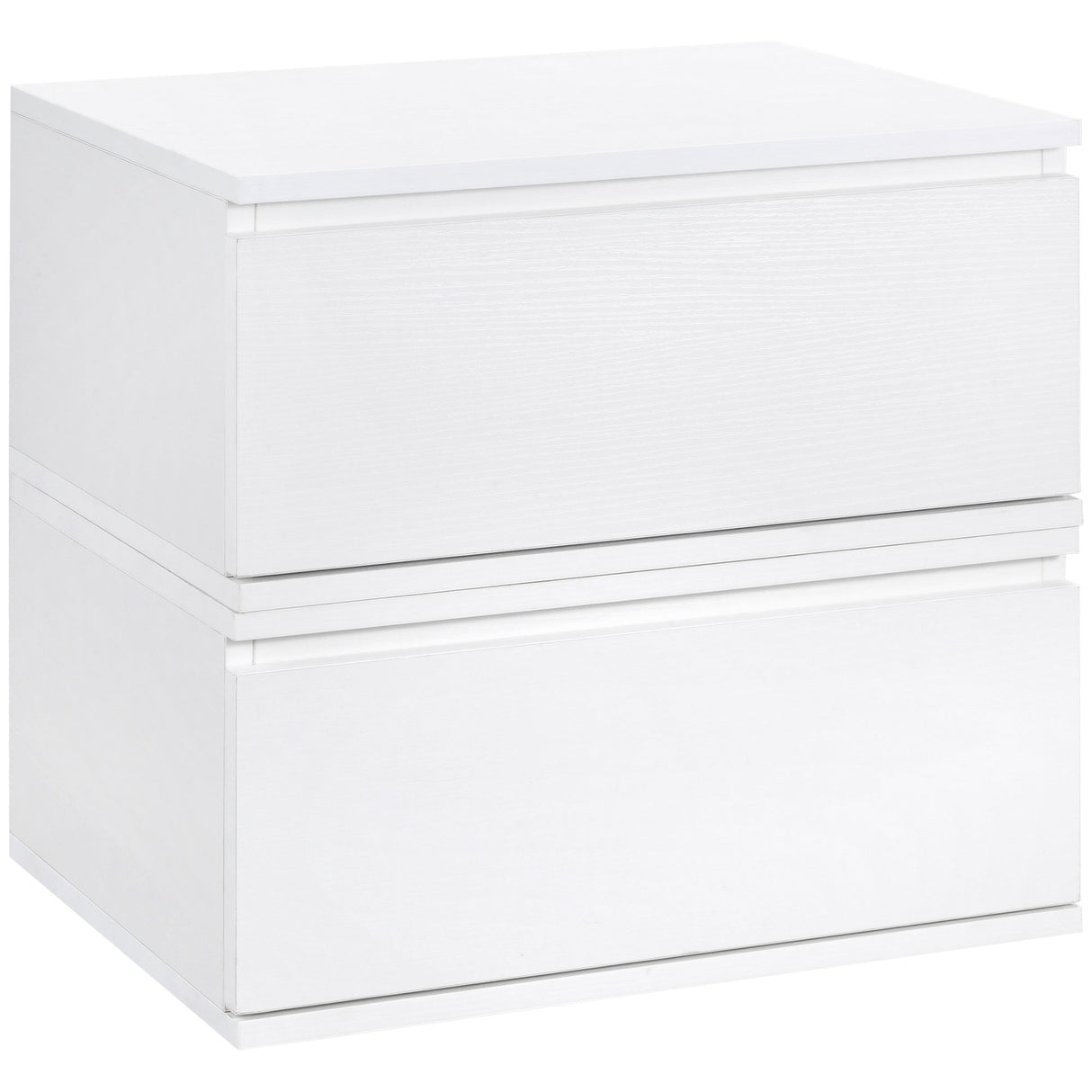 easycomfort easycomfort comodino set 2 pezzi con cassetto e design sospeso in truciolato e mdf 49x38x23 cm bianco