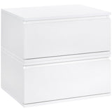 easycomfort easycomfort comodino set 2 pezzi con cassetto e design sospeso in truciolato e mdf 49x38x23 cm bianco