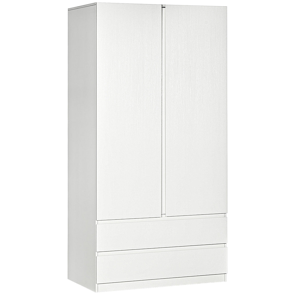 easycomfort easycomfort armadio guardaroba in truciolato bianco con appendiabiti e 2 cassetti scorrevoli per camere da letto 100x60x200 cm