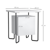easycomfort easycomfort comodino moderno con armadietto e mensola in legno e gambe in metallo 40x40x45cm