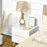 easycomfort easycomfort comodino moderno con 2 cassetti in truciolato e gambe in legno di pino 50lx40px50 5a cm bianco