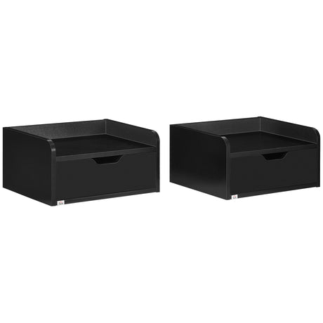 easycomfort easycomfort set 2 comodini sospesi in truciolato nero per camera da letto e soggiorno 40x30x19 5 cm nero