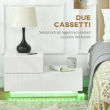 easycomfort easycomfort comodino moderno con 16 luci led rgb telecomando e due cassetti in truciolato 70x37x38cm bianco