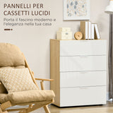 easycomfort easycomfort cassettiera con 4 cassetti per soggiorno e camera da letto con maniglie in lega di alluminio 70x35x92cm bianco
