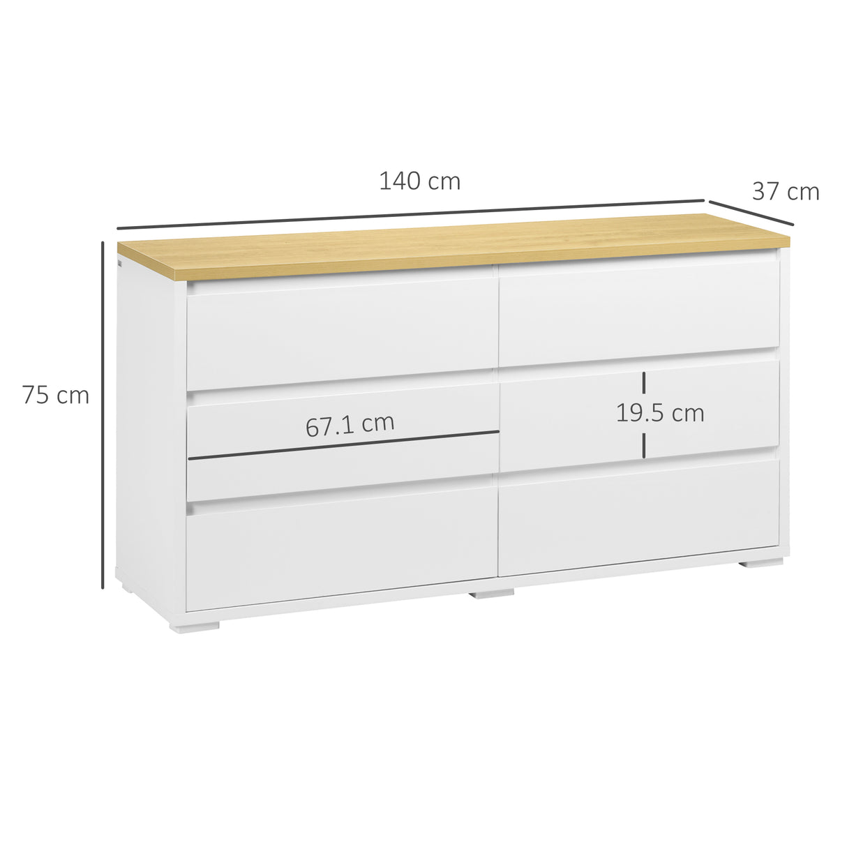 easycomfort easycomfort cassettiera 6 cassetti moderna in truciolato per camera da letto e ingresso 140x37x75cm
