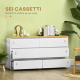 easycomfort easycomfort cassettiera 6 cassetti moderna in truciolato per camera da letto e ingresso 140x37x75cm
