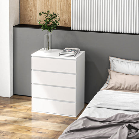 easycomfort easycomfort cassettiera 4 cassetti in truciolato con guide in metallo e maniglie scanalate 60x40x80 cm bianco