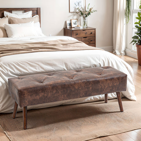 easycomfort easycomfort panca fondoletto e da ingresso imbottita con rivestimento in pu 114x38x42cm marrone