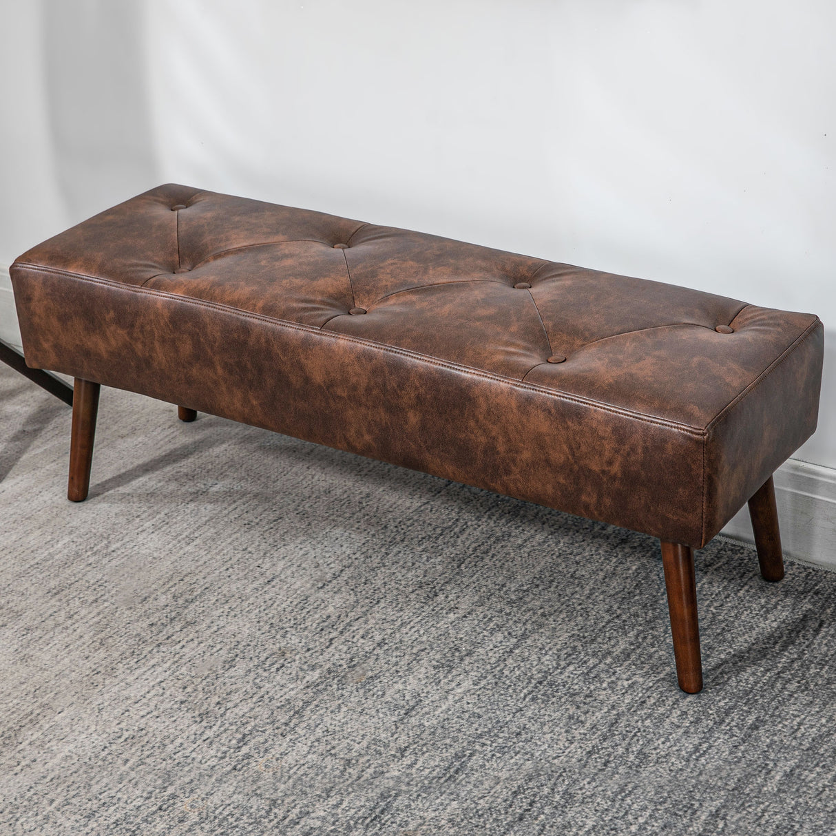 easycomfort easycomfort panca fondoletto e da ingresso imbottita con rivestimento in pu 114x38x42cm marrone