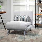 easycomfort easycomfort poltrona letto in ferro e cotone con cuscino a righe 75 x 70 x 75cm grigio ean 8055776914640