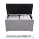 easycomfort easycomfort cassapanca portaoggetti multiuso con 2 sgabelli pouf in velluto grigio perla ean 8055776914008