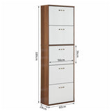 easycomfort easycomfort scarpiera slim a 5 livelli con 2 ripiani per livello in mdf 60x28x189 cm bianco e marrone