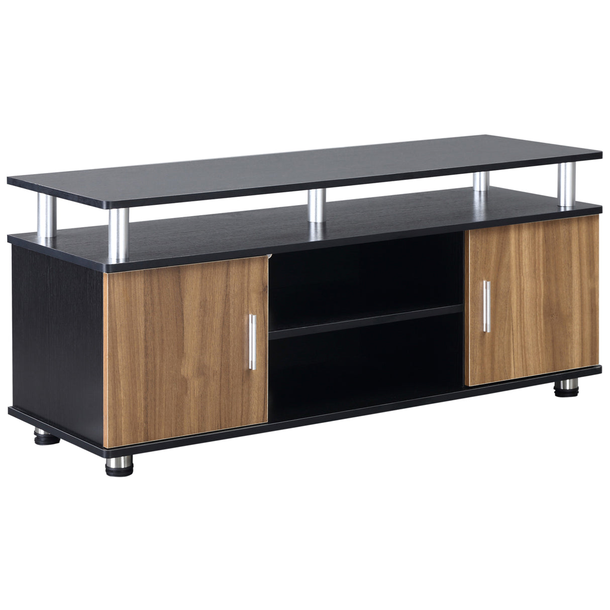 easycomfort easycomfort mobile porta tv fino a 50 con armadietti e ripiani in legno e alluminio 120x40x52 2cm