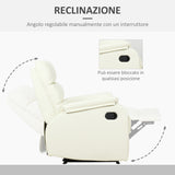 easycomfort easycomfort poltrona relax per interni reclinabile manualmente con cuscino imbottito in pelle pu e acciaio 75x82x99 cm crema ean 8055776913384