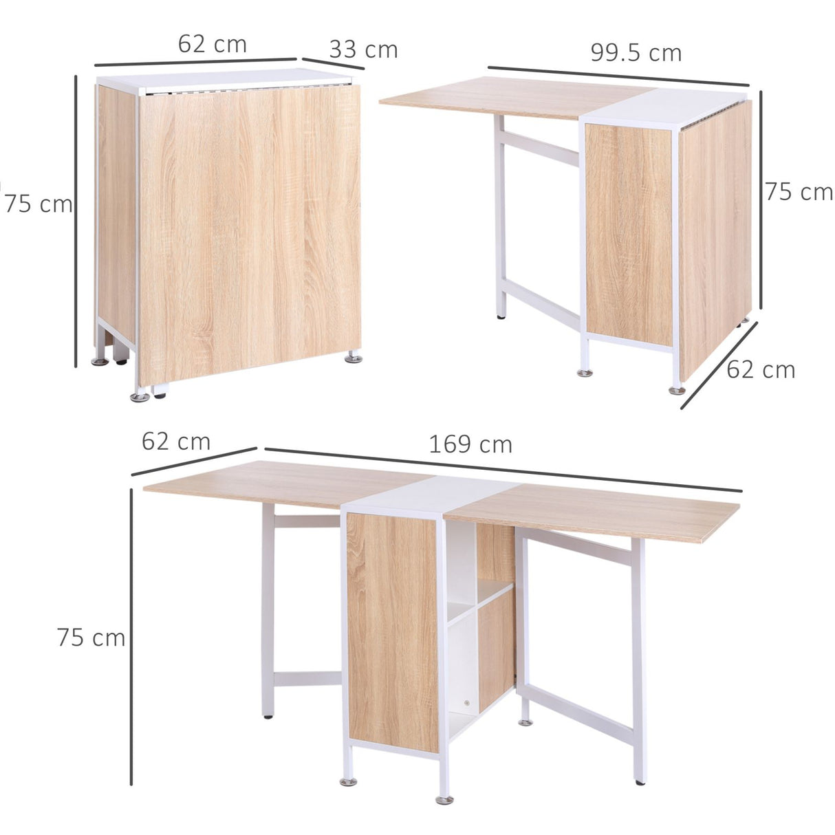 easycomfort easycomfort tavolo multiuso design pieghevole con 4 scompartimenti 169 60 75cm ean 8054111849760