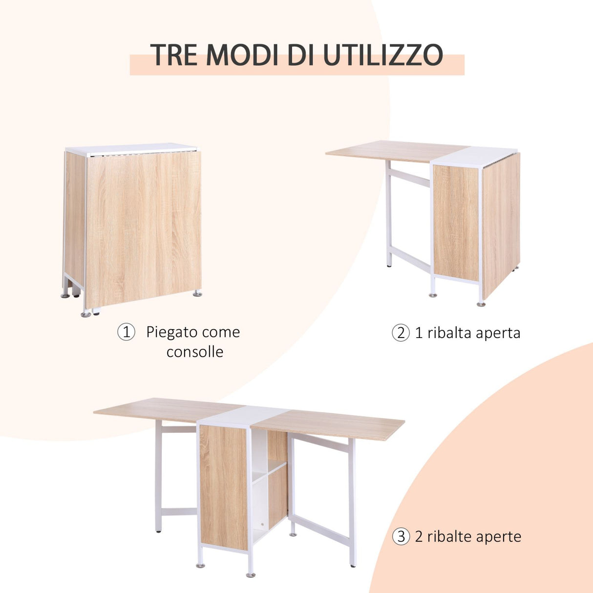 easycomfort easycomfort tavolo multiuso design pieghevole con 4 scompartimenti 169 60 75cm ean 8054111849760