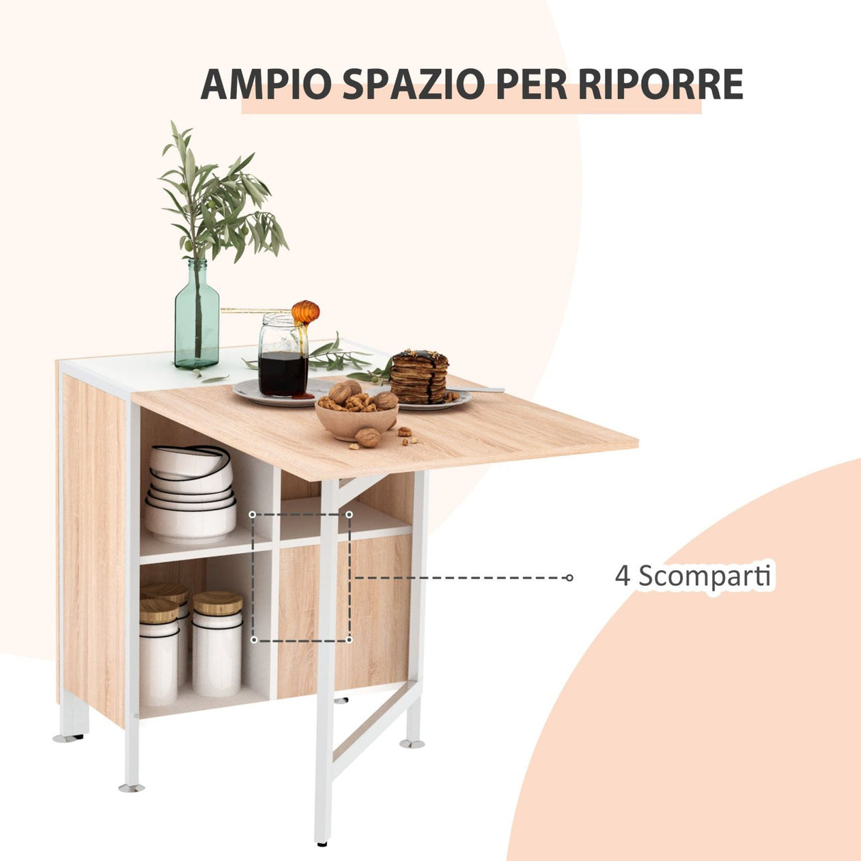 easycomfort easycomfort tavolo multiuso design pieghevole con 4 scompartimenti 169 60 75cm ean 8054111849760