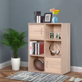 easycomfort easycomfort libreria scaffale in legno mobiletto multiuso con 3 ripiani 4 scompartimenti e 2 ante 61 5x29 5x80cm ean 8054144130712