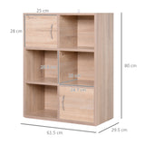 easycomfort easycomfort libreria scaffale in legno mobiletto multiuso con 3 ripiani 4 scompartimenti e 2 ante 61 5x29 5x80cm ean 8054144130712