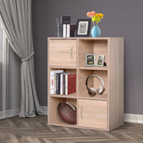 easycomfort easycomfort libreria scaffale in legno mobiletto multiuso con 3 ripiani 4 scompartimenti e 2 ante 61 5x29 5x80cm ean 8054144130712