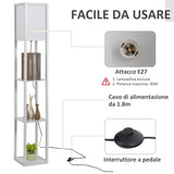 easycomfort easycomfort lampada da terra con 3 mensole integrate attacco e27 potenza 40w arredamento moderno in mdf 26x26x160cm bianco