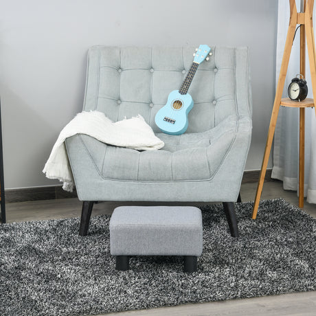 easycomfort easycomfort pouf poggiapiedi in tessuto effetto lino imbottito 40x30x24cm grigio