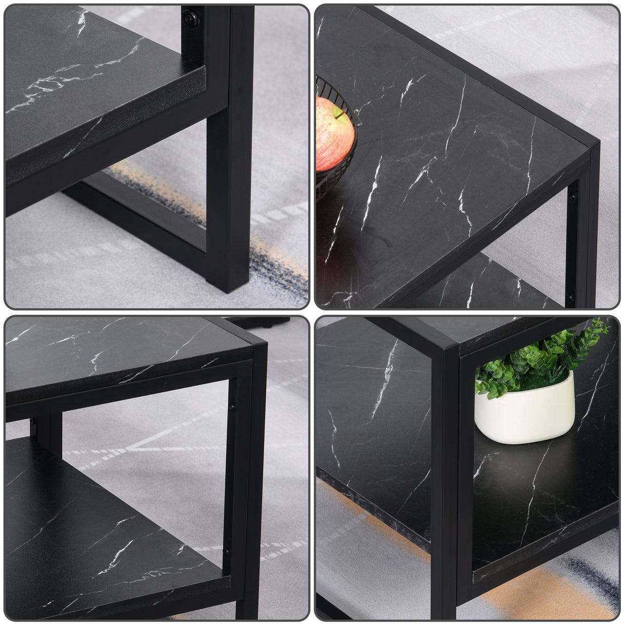 easycomfort easycomfort tavolino da caffe nero effetto marmo con ripiano inferiore ean 8054144137636