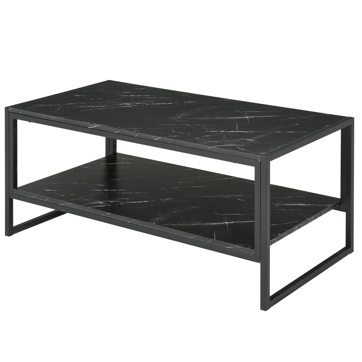 easycomfort easycomfort tavolino da caffe nero effetto marmo con ripiano inferiore ean 8054144137636