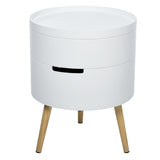easycomfort easycomfort tavolino da caffe rotondo 3 elementi con apertura a rotazione vassoio rimovibile in legno bianco 38 x 48 3cm ean 8054144134604