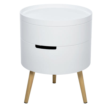 easycomfort easycomfort tavolino da caffe rotondo 3 elementi con apertura a rotazione vassoio rimovibile in legno bianco 38 x 48 3cm ean 8054144134604