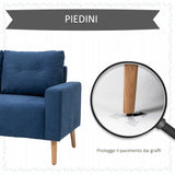 easycomfort easycomfort divano 2 posti moderno e trapuntato in stile nordico in poliestere e legno 145x76x88 cm blu