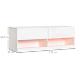 easycomfort easycomfort mobile tv sospeso in legno mobile porta tv moderno con luci led di 20 colori per tv max 42 bianco lucido 120x35x40 5cm