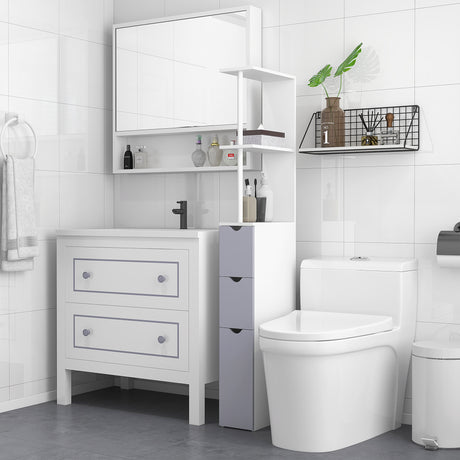 easycomfort easycomfort mobiletto a colonna salvaspazio in legno armadietto da bagno con ripiani e armadietti bianco 15x33x136 5cm ean 8054111841566