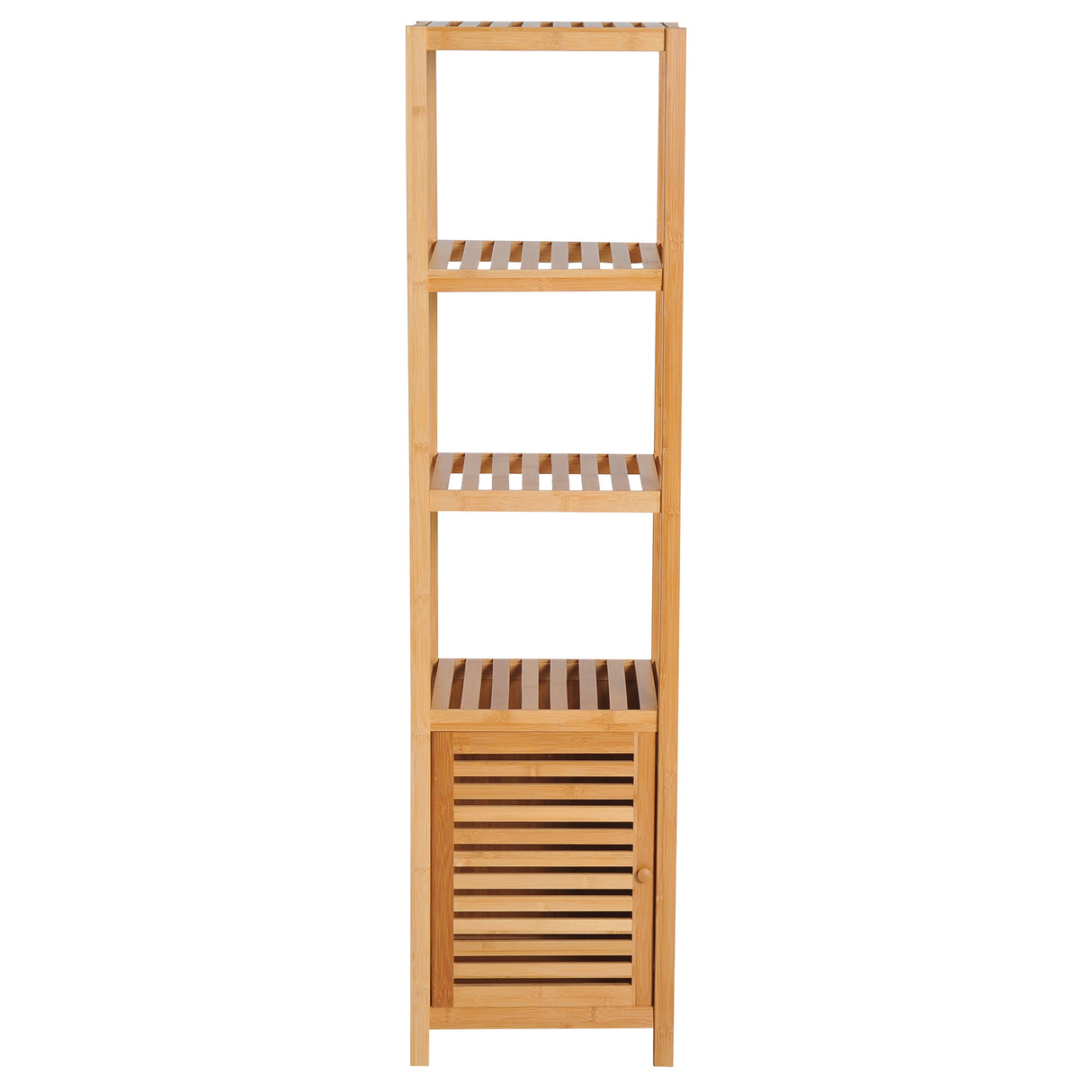 easycomfort easycomfort mobile alto bagnoterrazzo scaffale a torre in bambu 4 ripiani armadietto con anta 36x33x140cm color legno ean 8054111845311