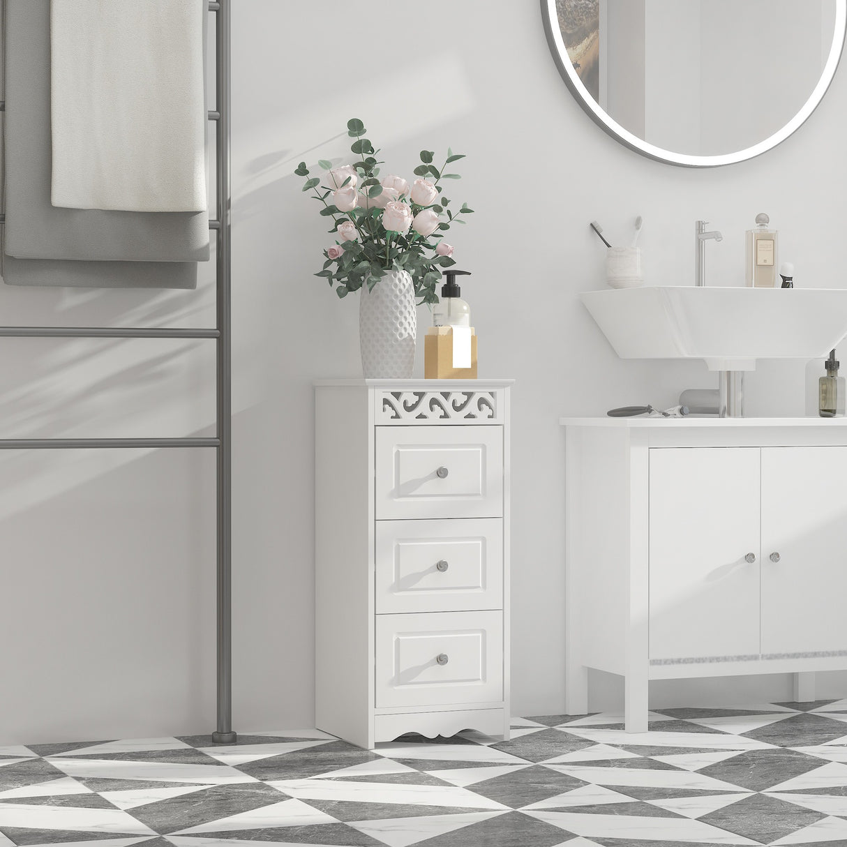 easycomfort easycomfort mobiletto multiuso con cassetti mobiletto basso in mdf grado e1 29 8x29 8x68 5cm bianco ean 8054144134123