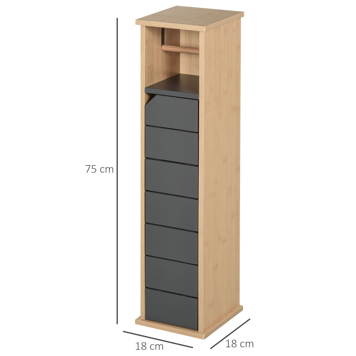 easycomfort easycomfort mobiletto a colonna per il bagno bambu e legno grigio 18 x 18 x 75cm ean 8054111841115